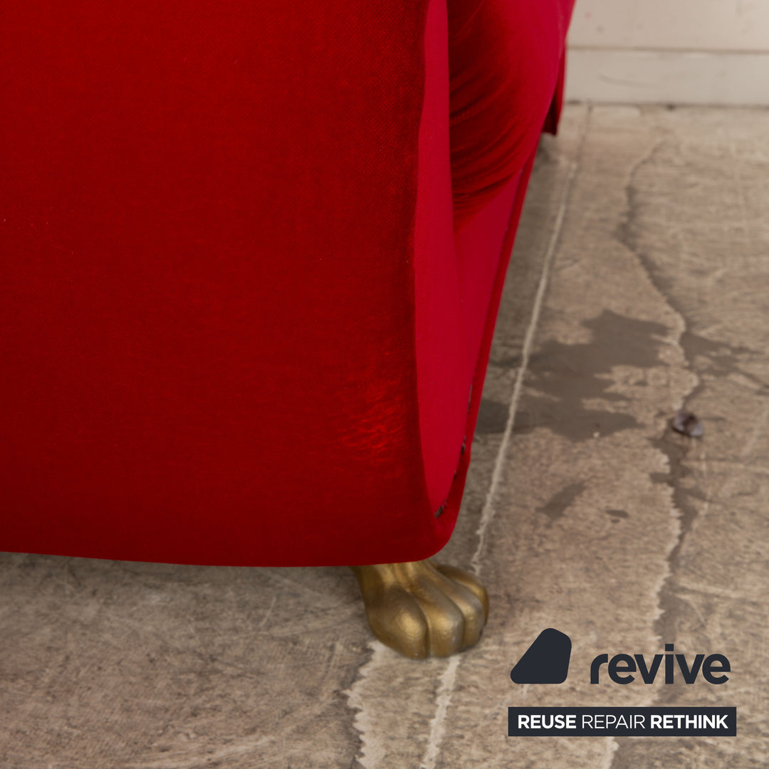 Bretz Gaudi Samt Sofa Rot Dreisitzer Couch Recamière