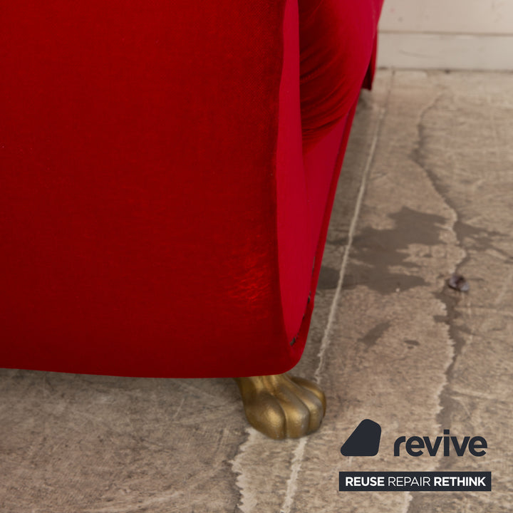 Bretz Gaudi Samt Sofa Rot Dreisitzer Couch Recamière