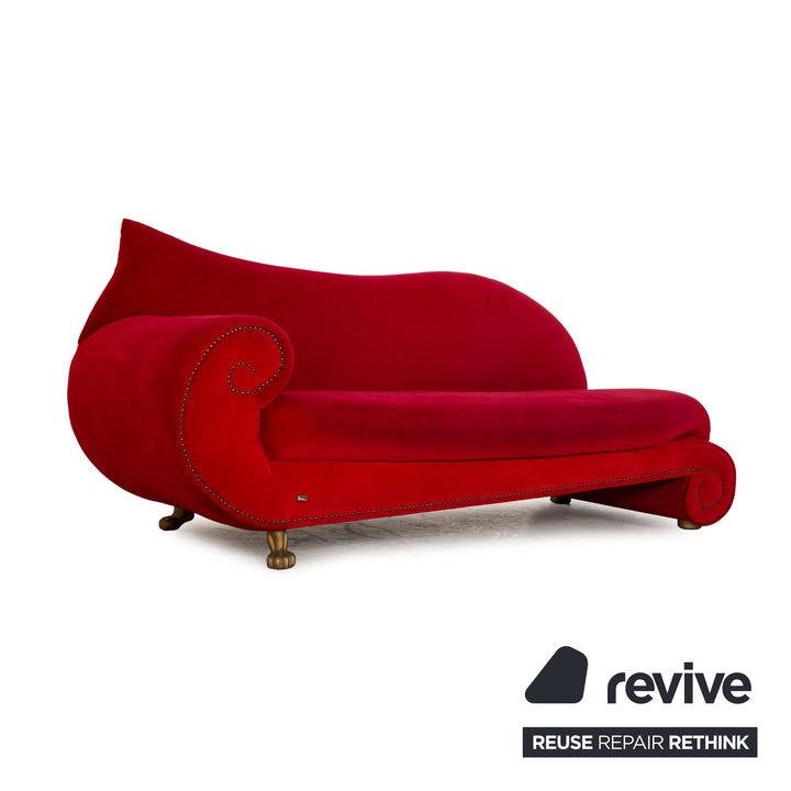 Bretz Gaudi Samt Sofa Rot Dreisitzer Couch Recamière
