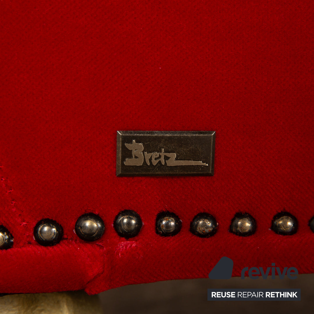 Bretz Gaudi Samt Sofa Rot Dreisitzer Couch Recamière