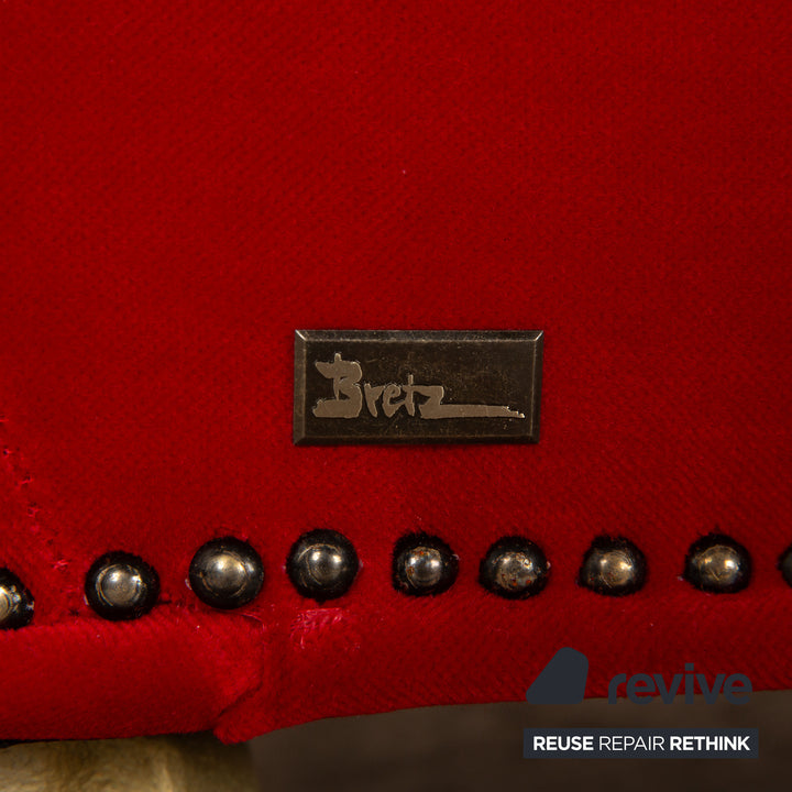Bretz Gaudi Samt Sofa Rot Dreisitzer Couch Recamière
