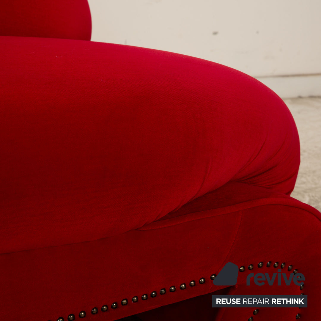 Bretz Gaudi Samt Sofa Rot Dreisitzer Couch Recamière