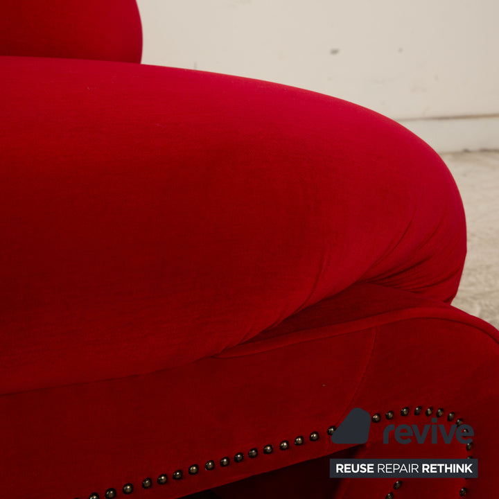 Bretz Gaudi Samt Sofa Rot Dreisitzer Couch Recamière