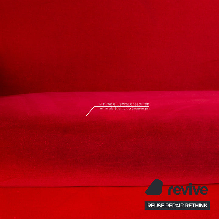 Bretz Gaudi Samt Sofa Rot Dreisitzer Couch Recamière