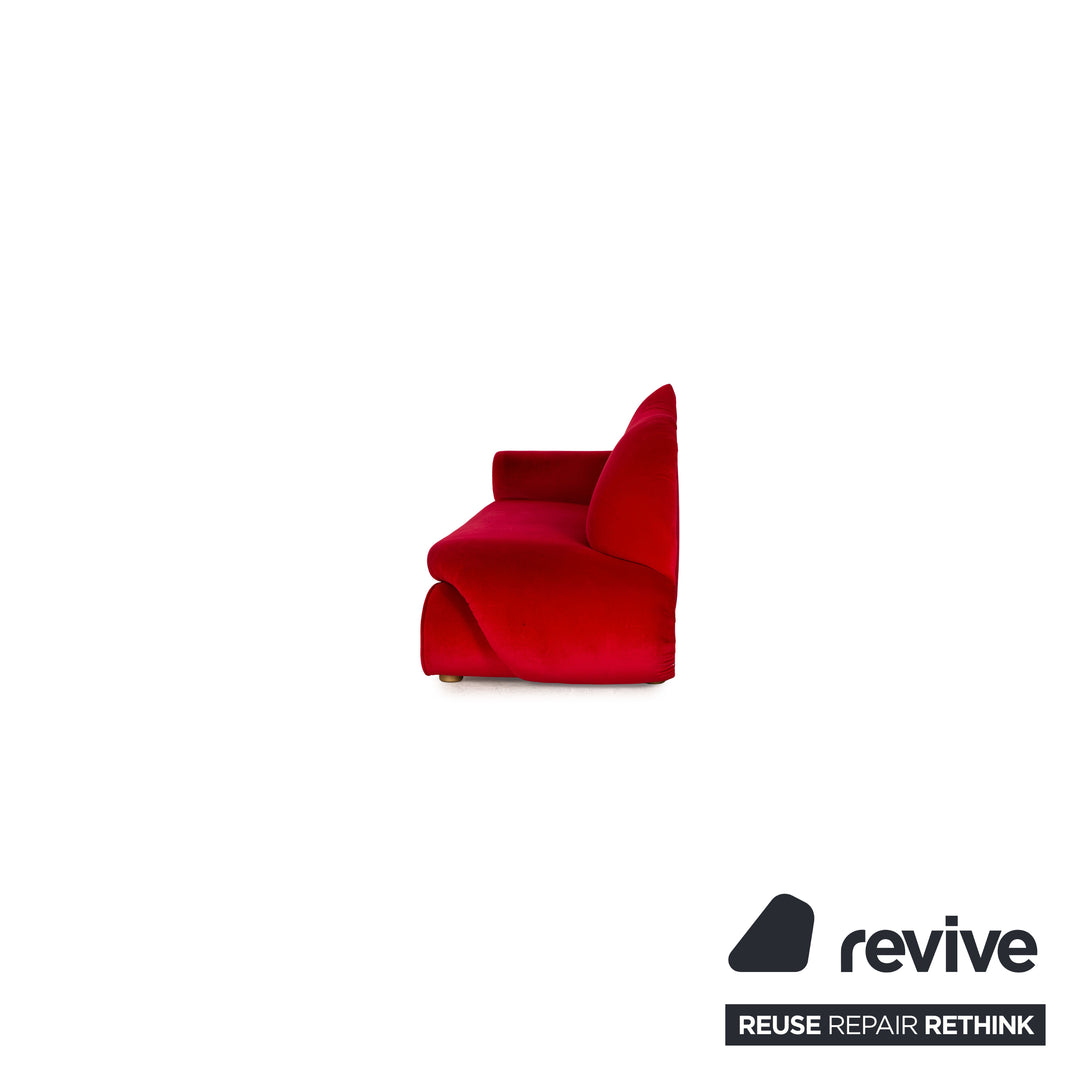 Bretz Gaudi Samt Sofa Rot Dreisitzer Couch Recamière