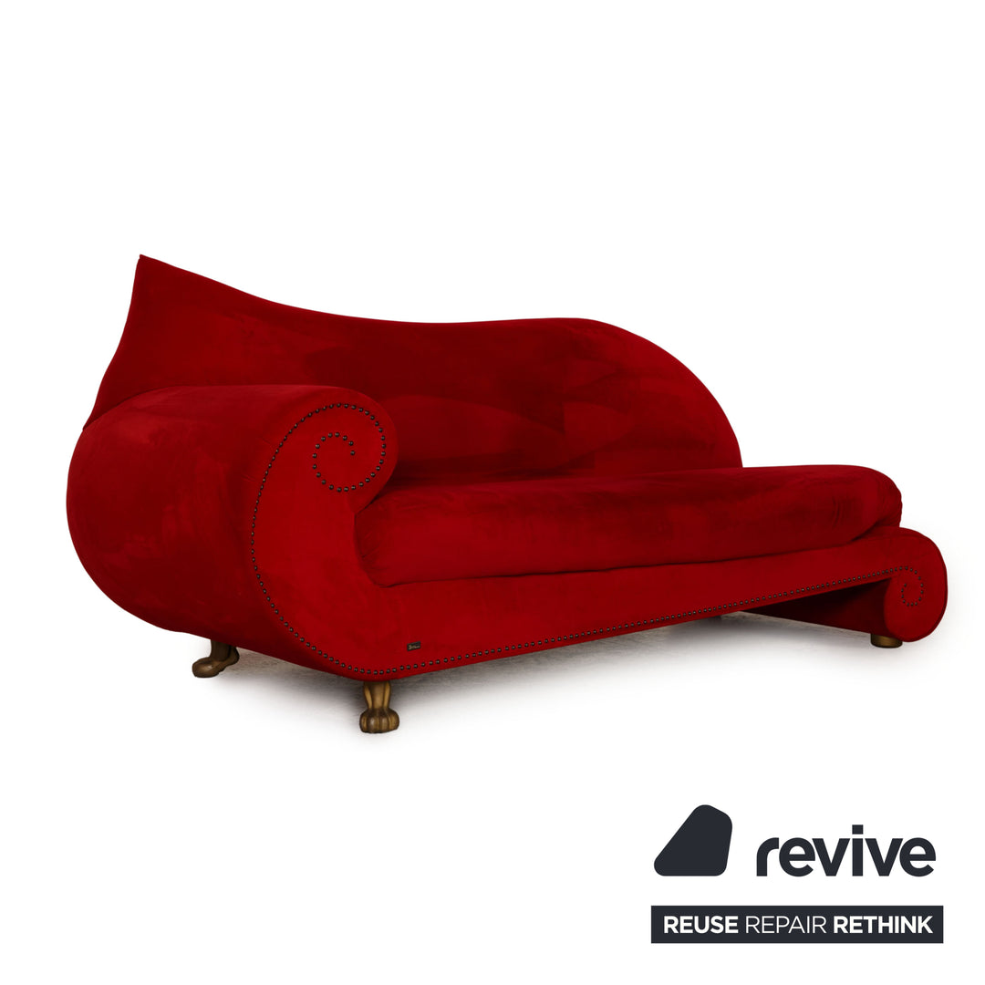 Bretz Gaudi Samt Sofa Rot Dreisitzer Couch Recamière