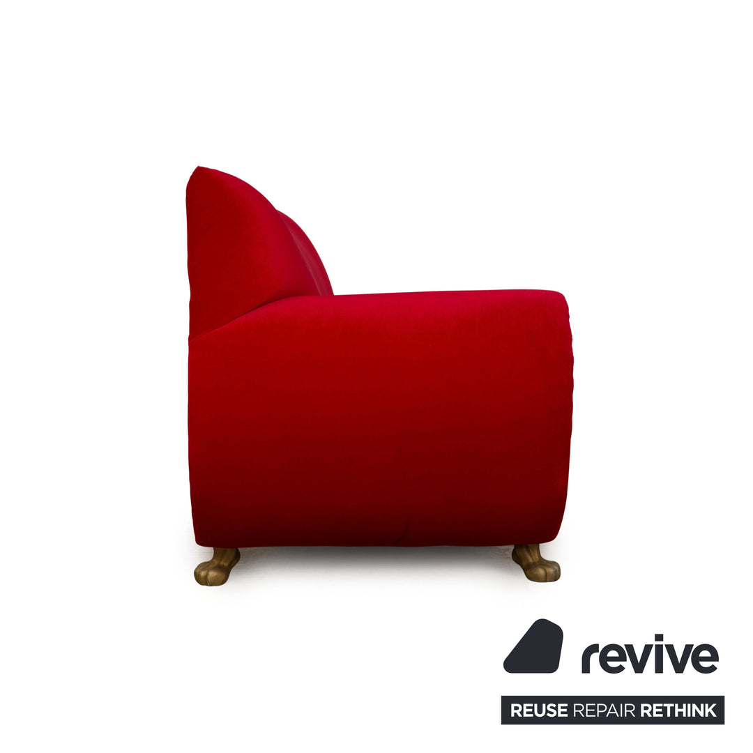Bretz Gaudi Samt Sofa Rot Dreisitzer Couch Recamière