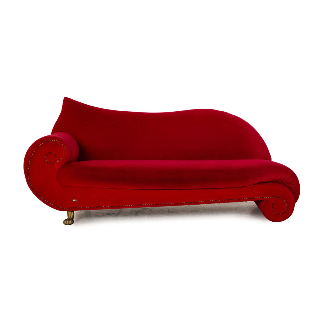 Bretz Gaudi Samt Sofa Rot Dreisitzer Couch Recamière
