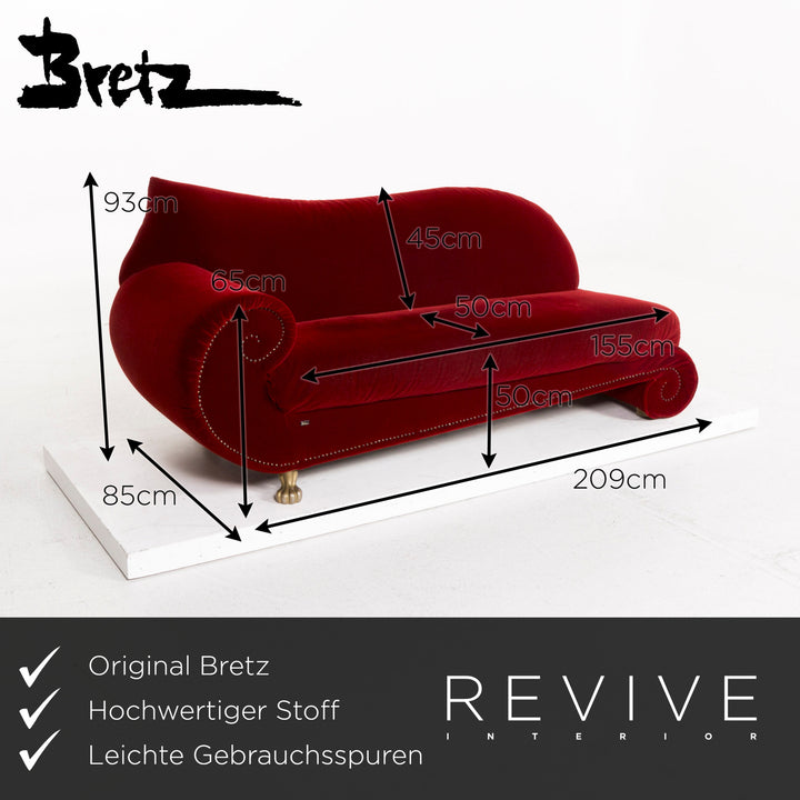 Bretz Gaudi Samt Sofa Rot Zweisitzer #12978
