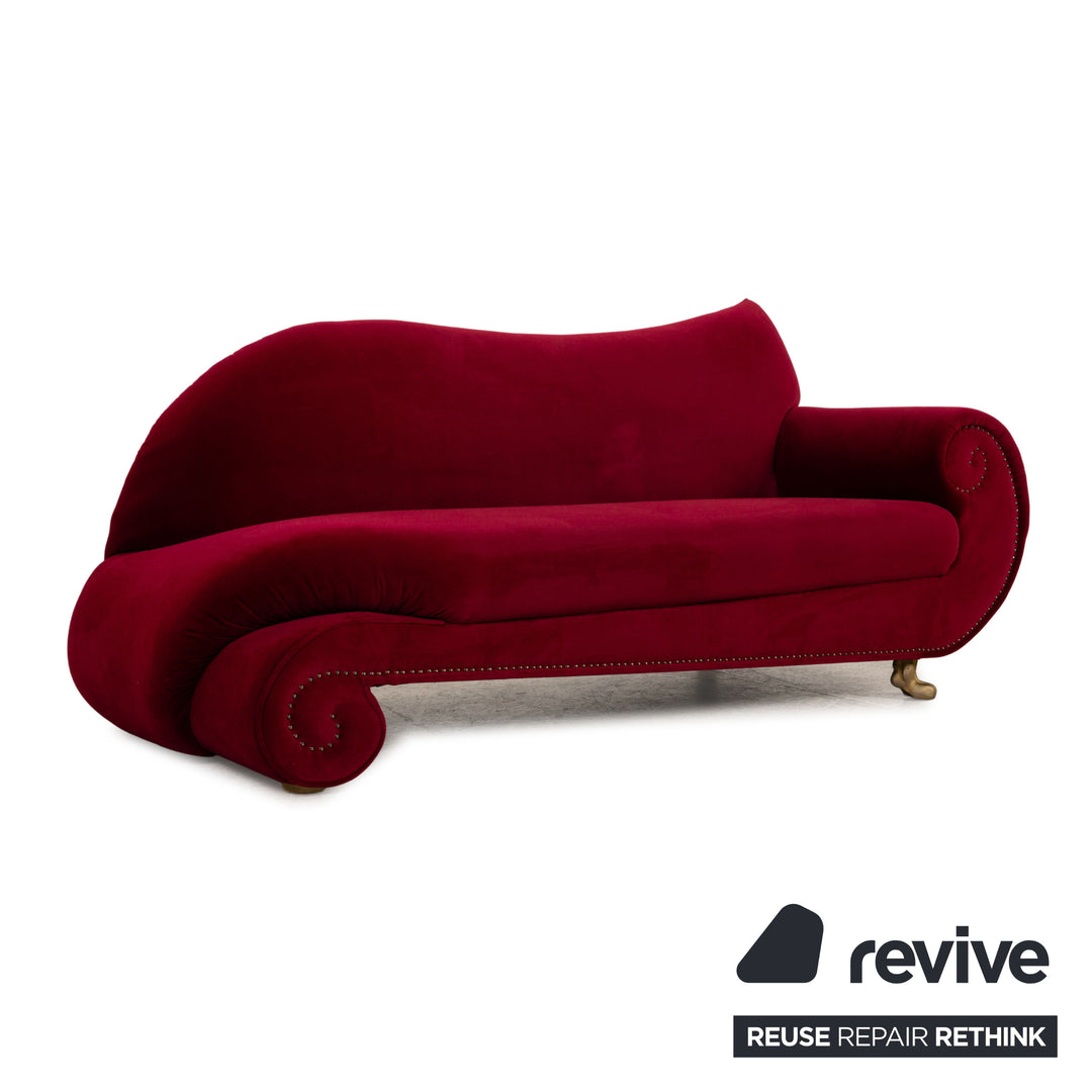 Bretz Gaudi Samt Sofa Rot Zweisitzer Couch Recamière