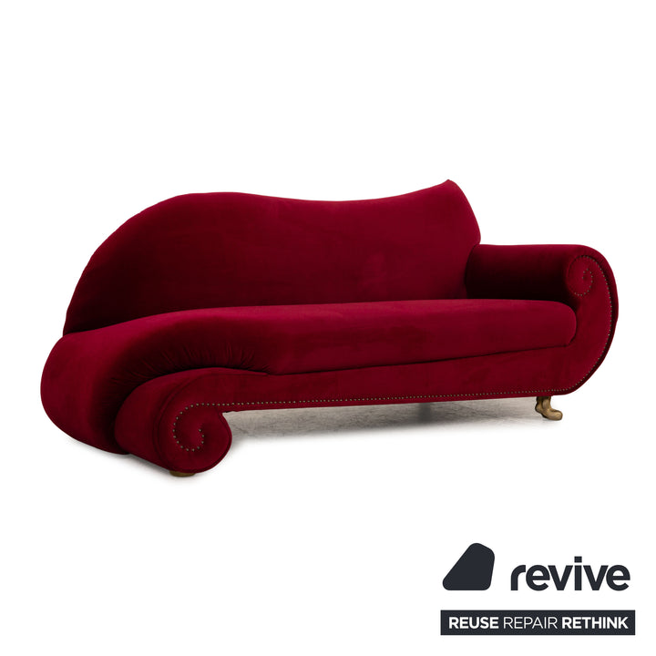 Bretz Gaudi Samt Sofa Rot Zweisitzer Couch Recamière
