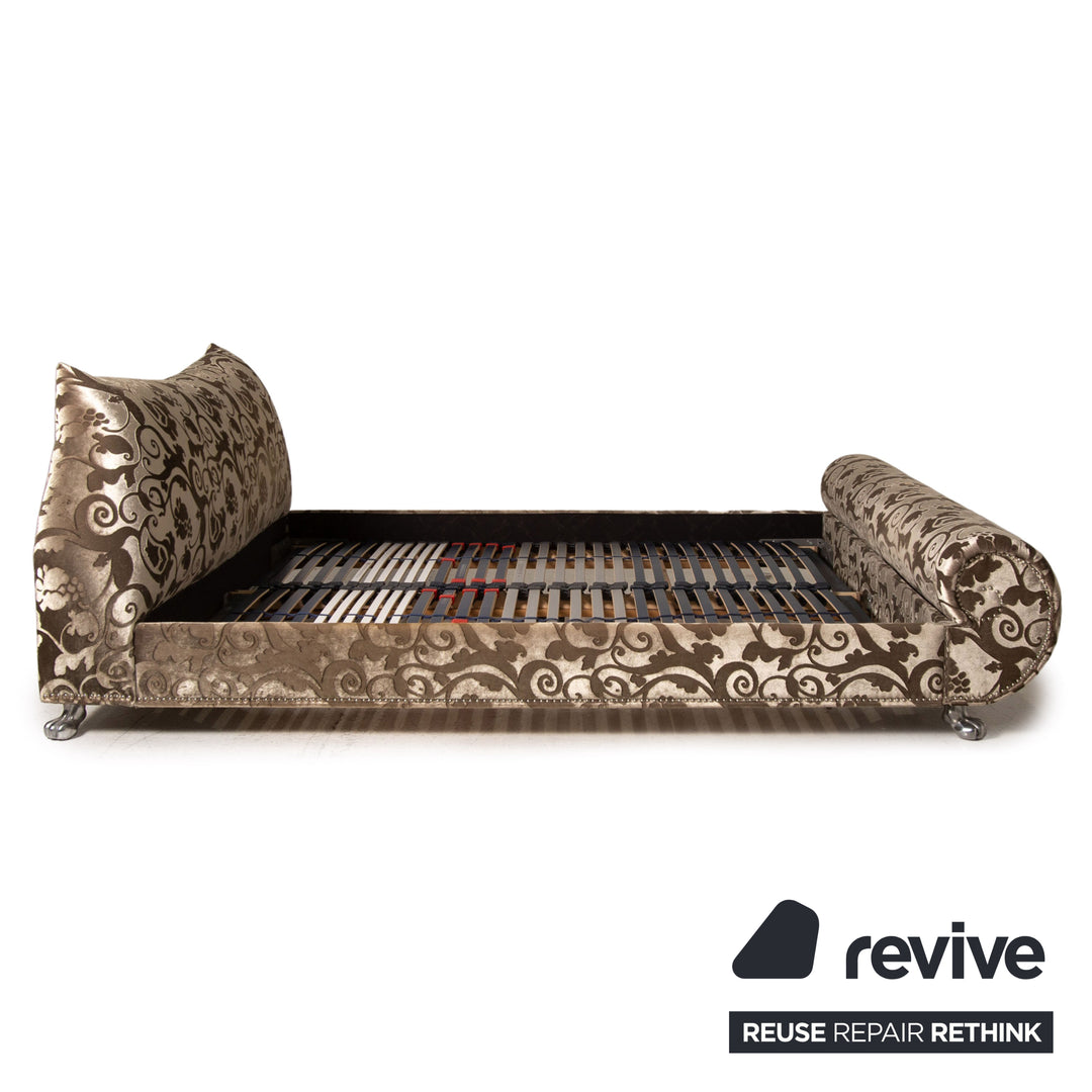 Bretz Gaudi Samt Stoff Doppelbett Creme Braun 180x 200cm Bett