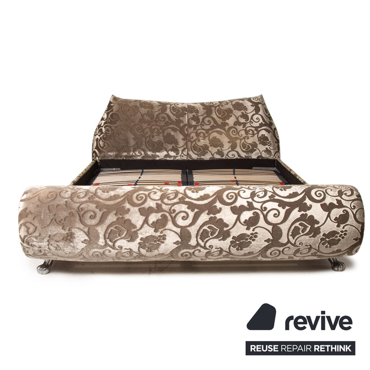 Bretz Gaudi Samt Stoff Doppelbett Creme Braun 180x 200cm Bett