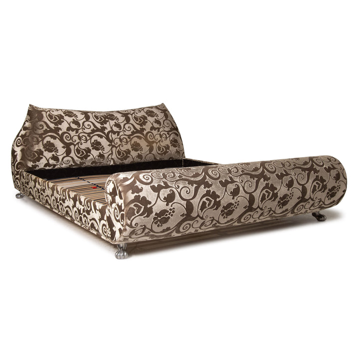 Bretz Gaudi Samt Stoff Doppelbett Creme Braun 180x 200cm Bett