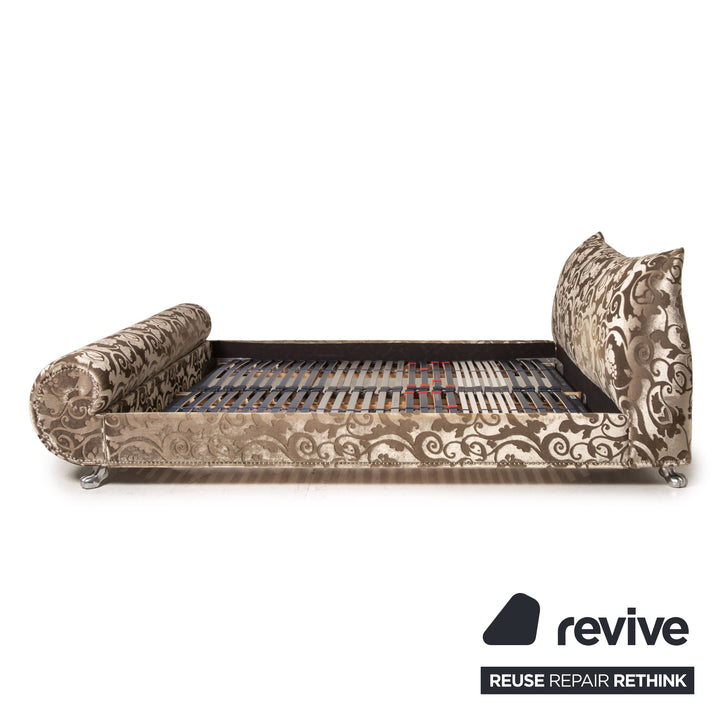 Bretz Gaudi Samt Stoff Doppelbett Creme Braun 180x 200cm Bett