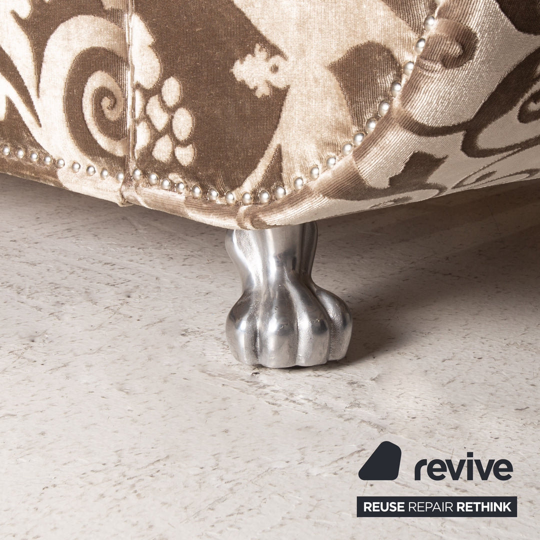 Bretz Gaudi Samt Stoff Doppelbett Creme Braun 180x 200cm Bett