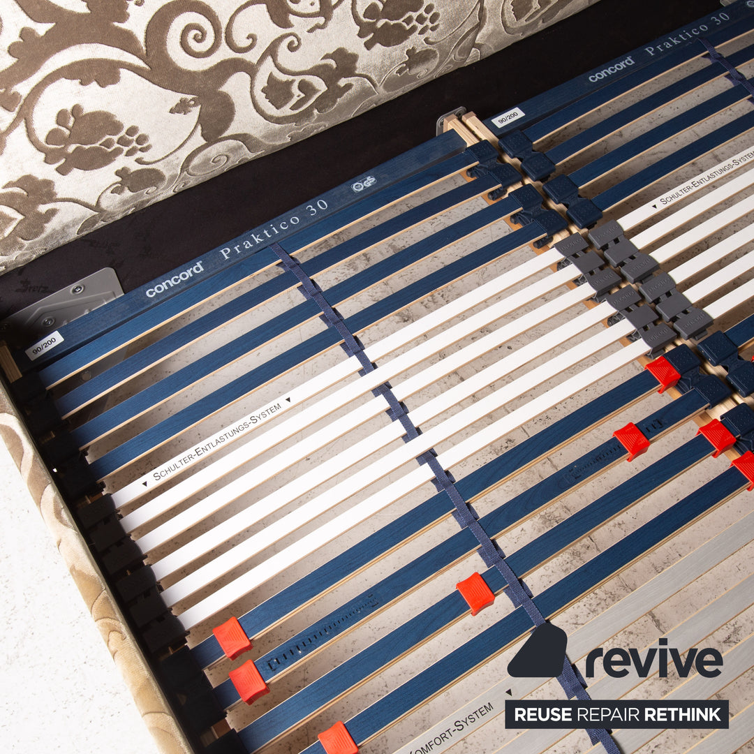 Bretz Gaudi Samt Stoff Doppelbett Creme Braun 180x 200cm Bett