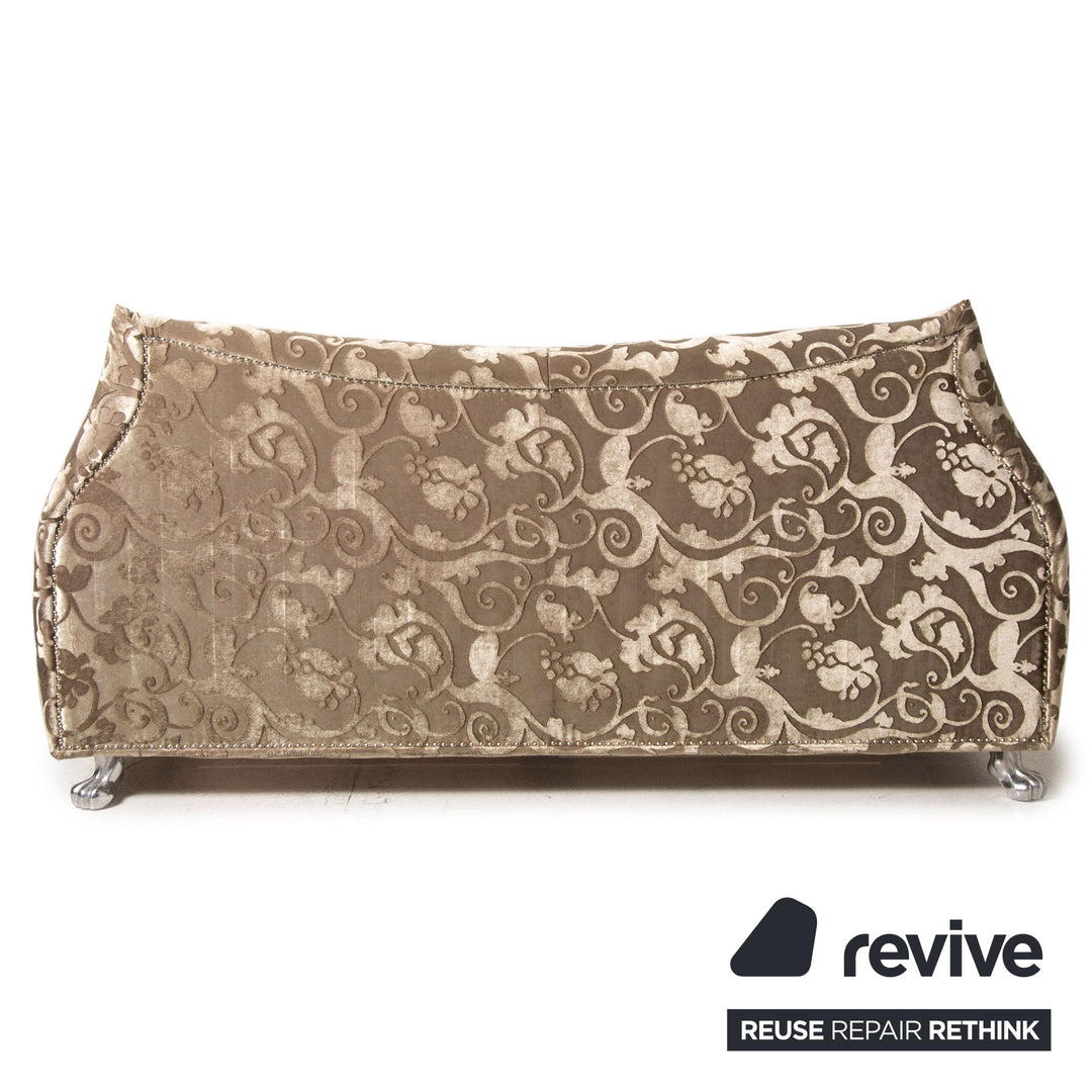 Bretz Gaudi Samt Stoff Doppelbett Creme Braun 180x 200cm Bett