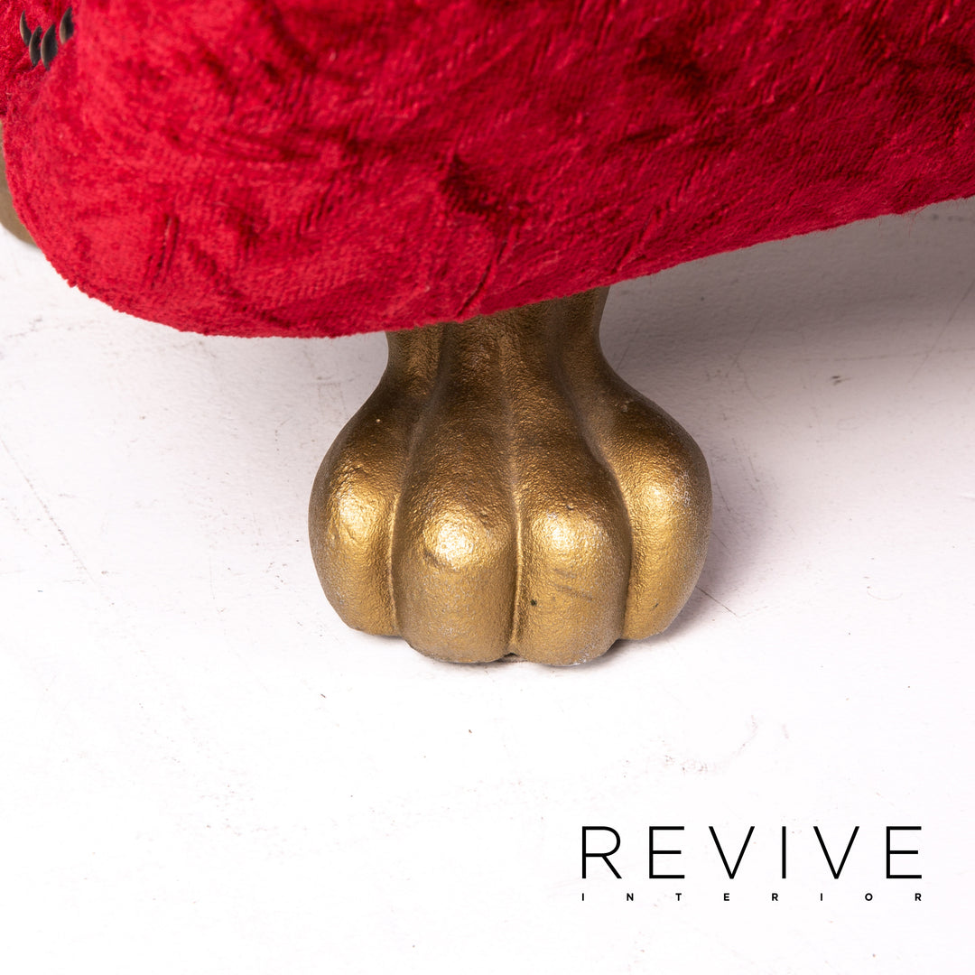 Bretz Gaudi Samt Stoff Hocker Rot #13594