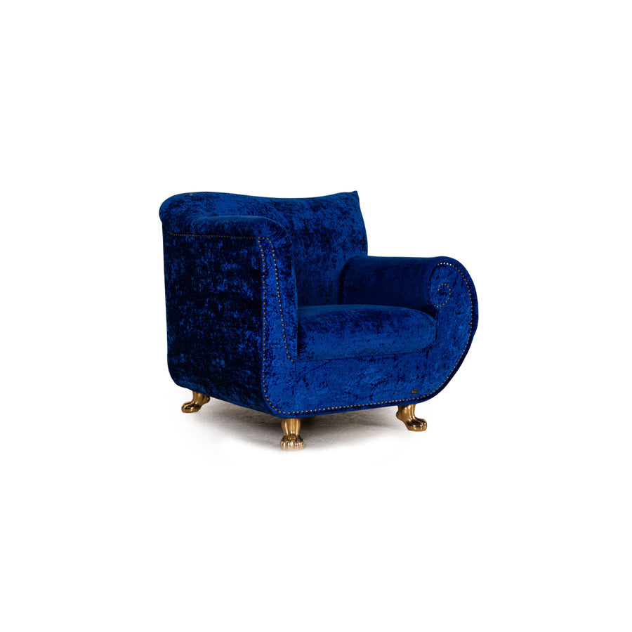 Bretz Gaudi Samt Stoff Sessel Blau