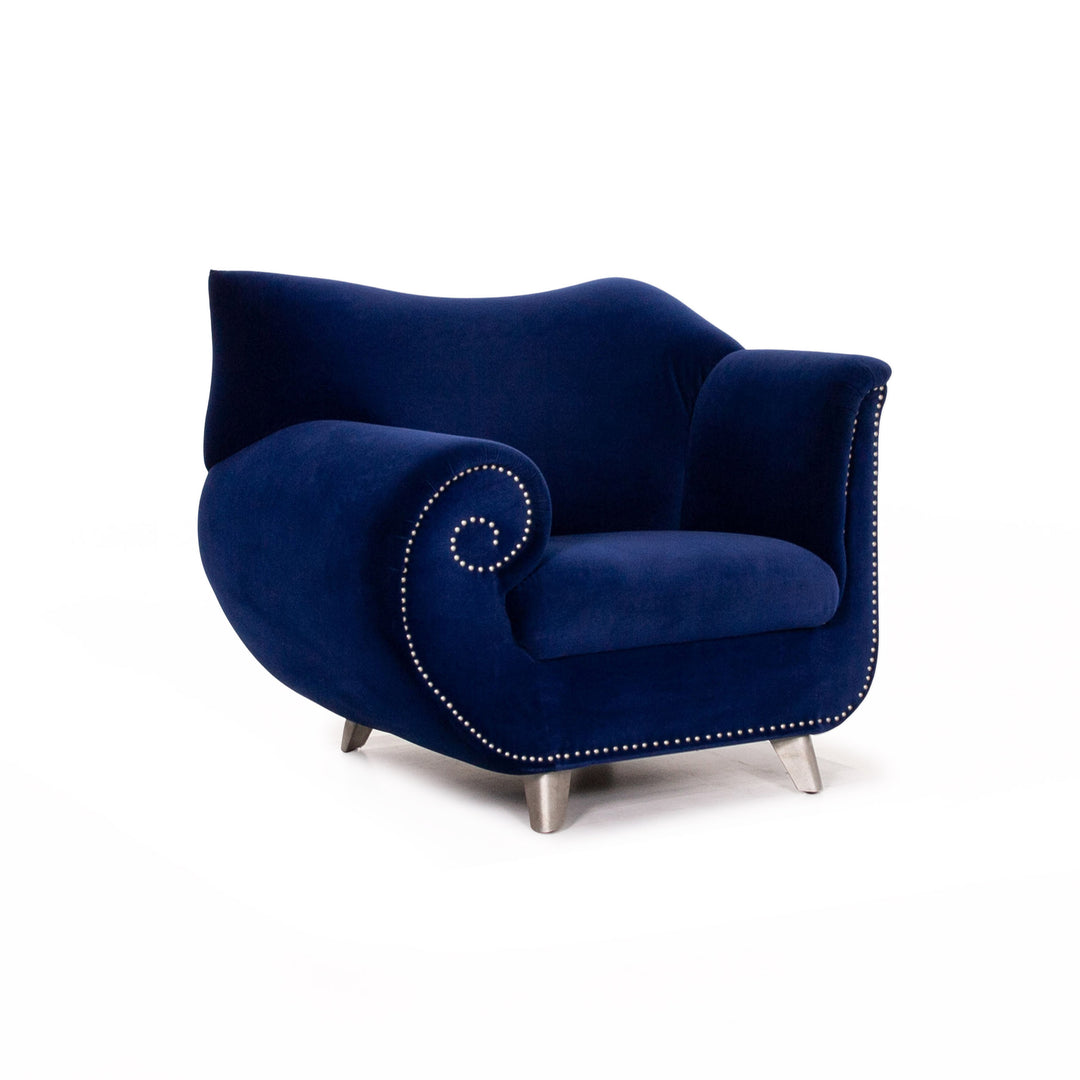Bretz Gaudi Samt Stoff Sessel Blau Dunkelblau #13801