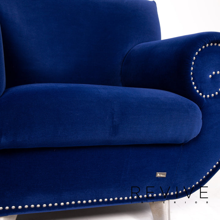 Bretz Gaudi Samt Stoff Sessel Dunkelblau Blau #13800