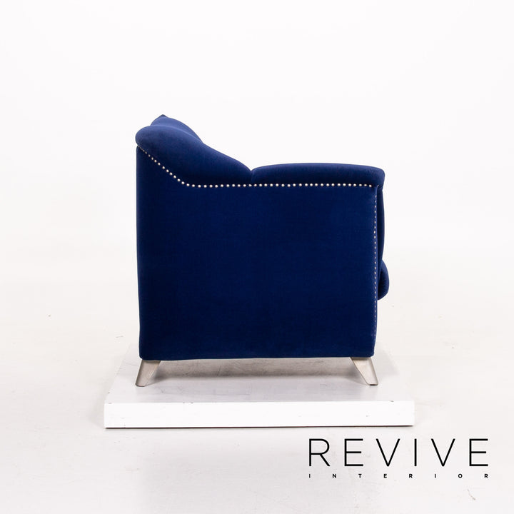 Bretz Gaudi Samt Stoff Sessel Garnitur Dunkelblau Blau 2x Sessel #13933