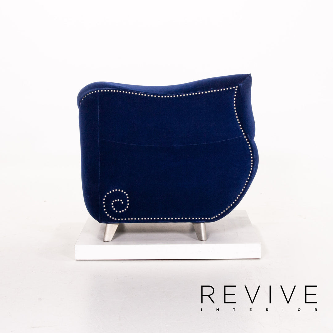 Bretz Gaudi Samt Stoff Sessel Garnitur Dunkelblau Blau 2x Sessel #13933