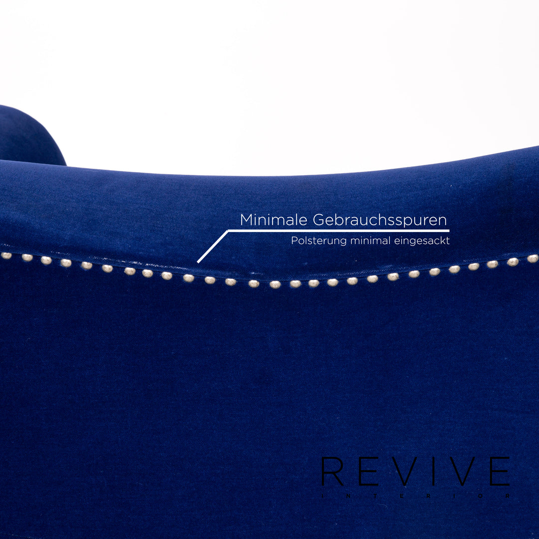 Bretz Gaudi Samt Stoff Sessel Garnitur Dunkelblau Blau 2x Sessel #13933