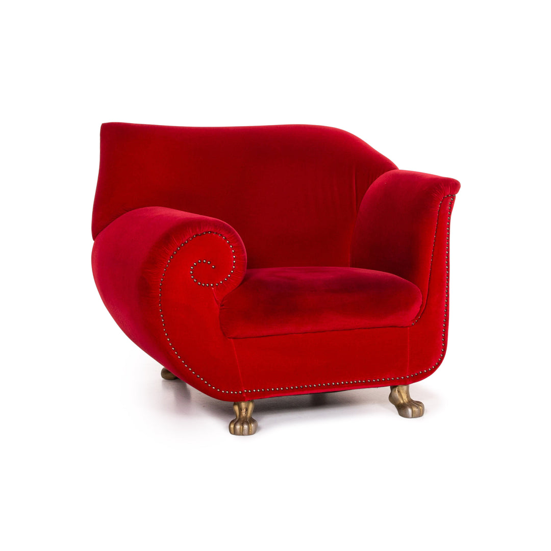 Bretz Gaudi Samt Stoff Sessel Rot #15311