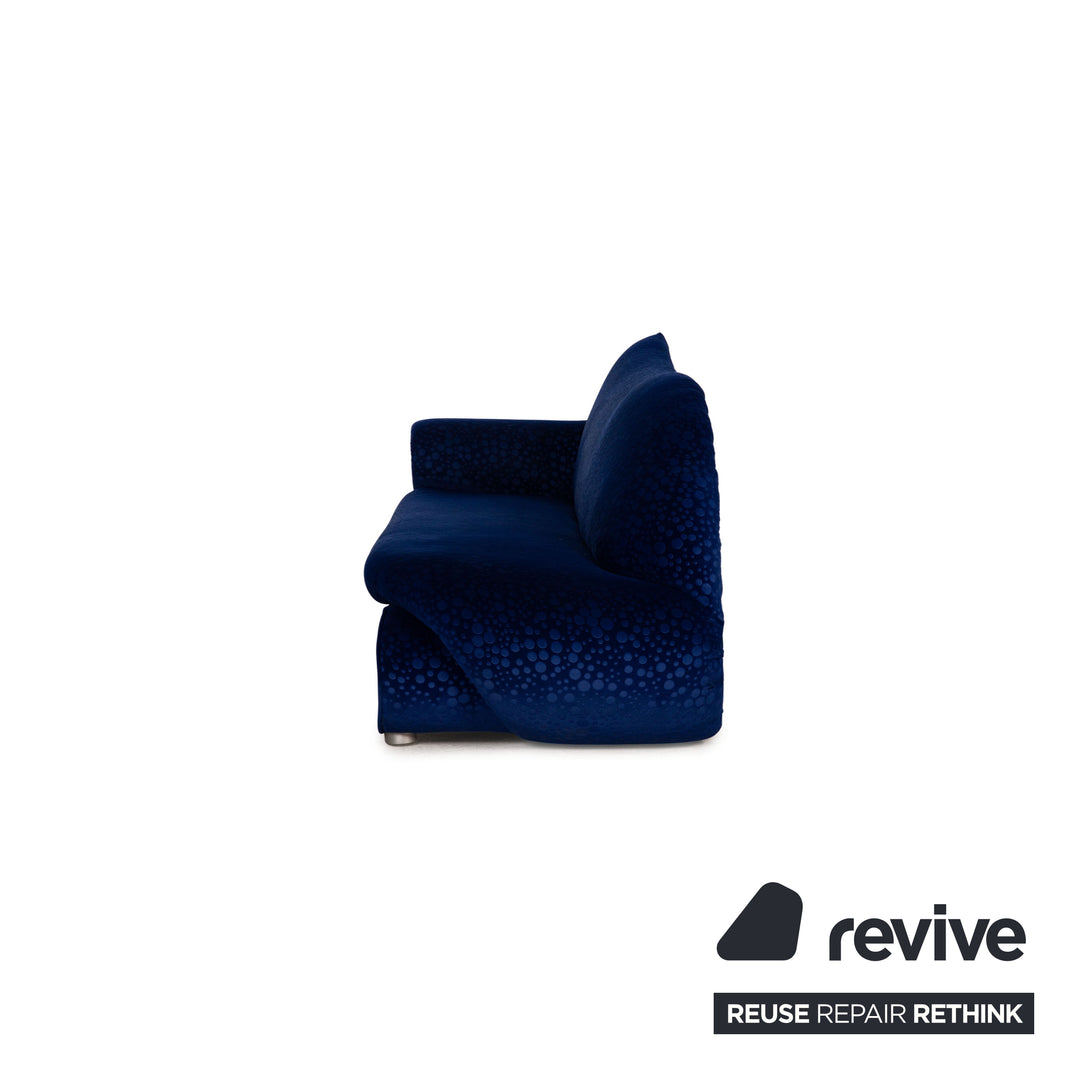 Bretz Gaudi Samt Stoff Sofa Blau Dreisitzer Couch Recamiere