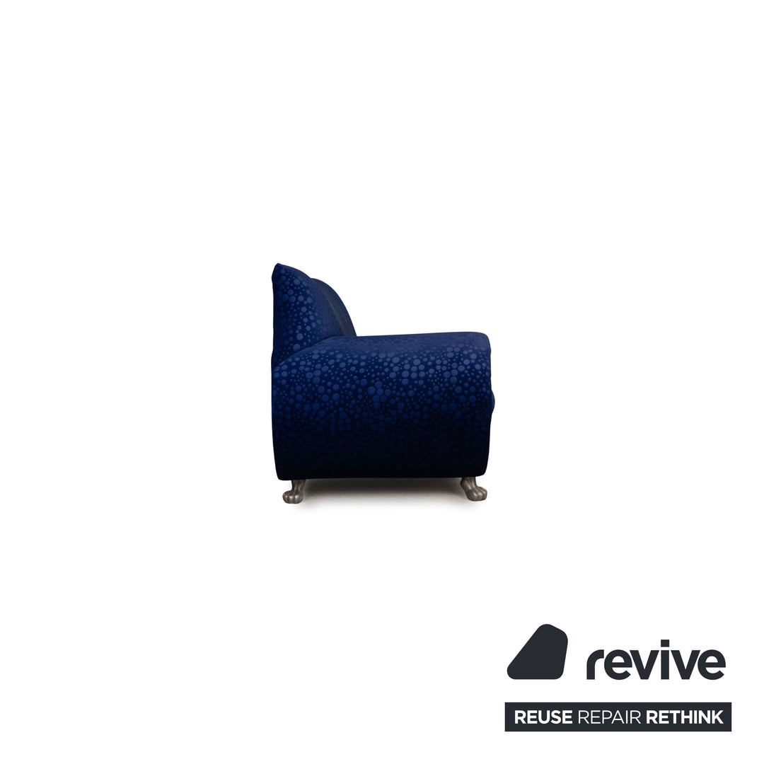 Bretz Gaudi Samt Stoff Sofa Blau Dreisitzer Couch Recamiere