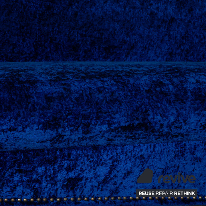 Bretz Gaudi Samt Stoff Sofa Blau Dreisitzer Couch Recamiere