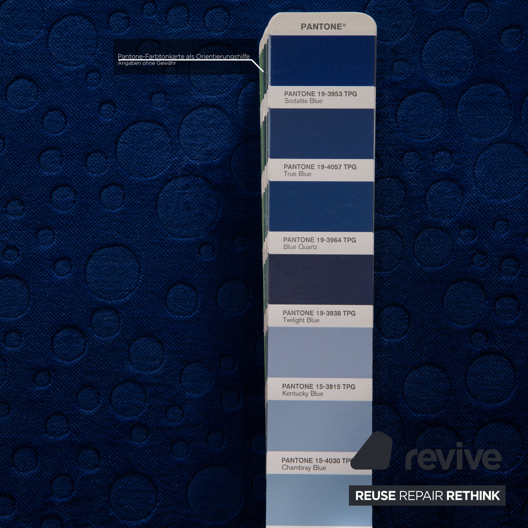 Bretz Gaudi Samt Stoff Sofa Blau Dreisitzer Couch Recamiere