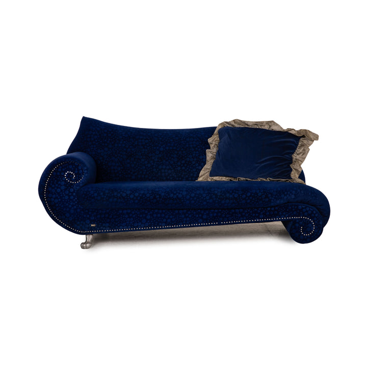 Bretz Gaudi Samt Stoff Sofa Blau Dreisitzer Couch Recamiere