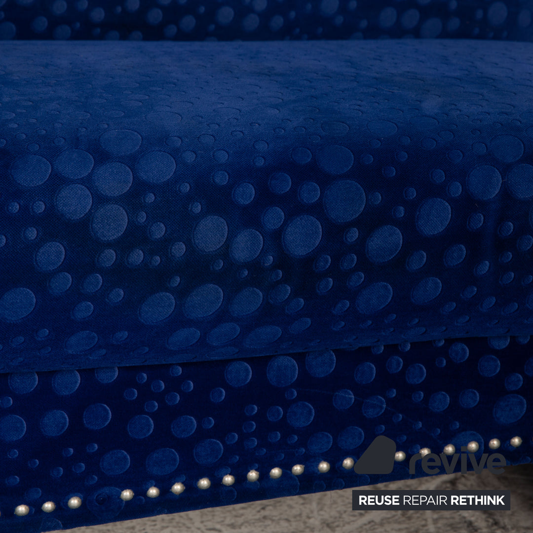 Bretz Gaudi Samt Stoff Sofa Blau Dreisitzer Couch Recamiere