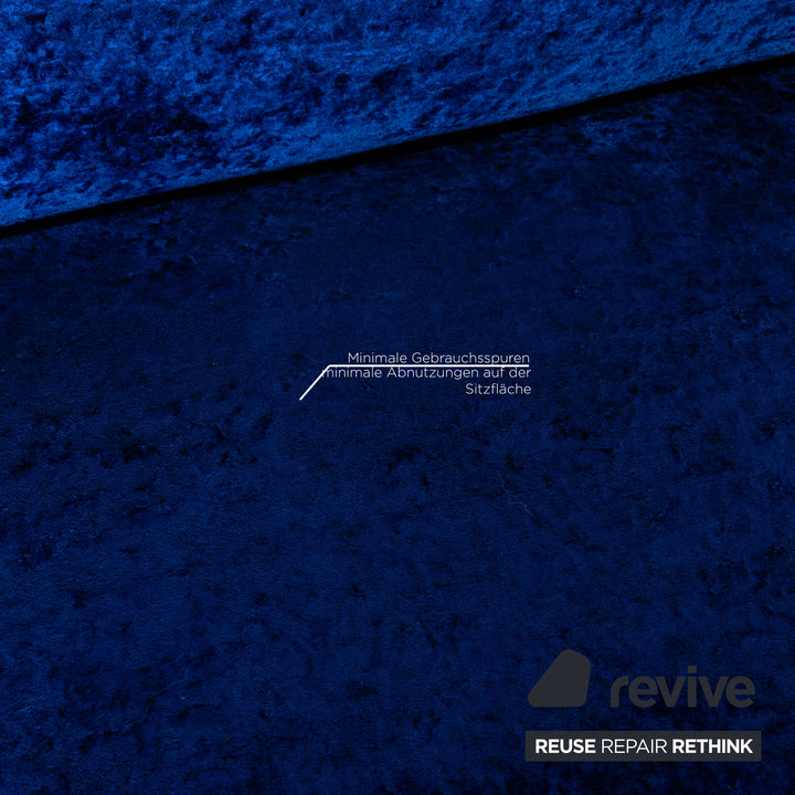 Bretz Gaudi Samt Stoff Sofa Blau Dreisitzer Couch Recamiere