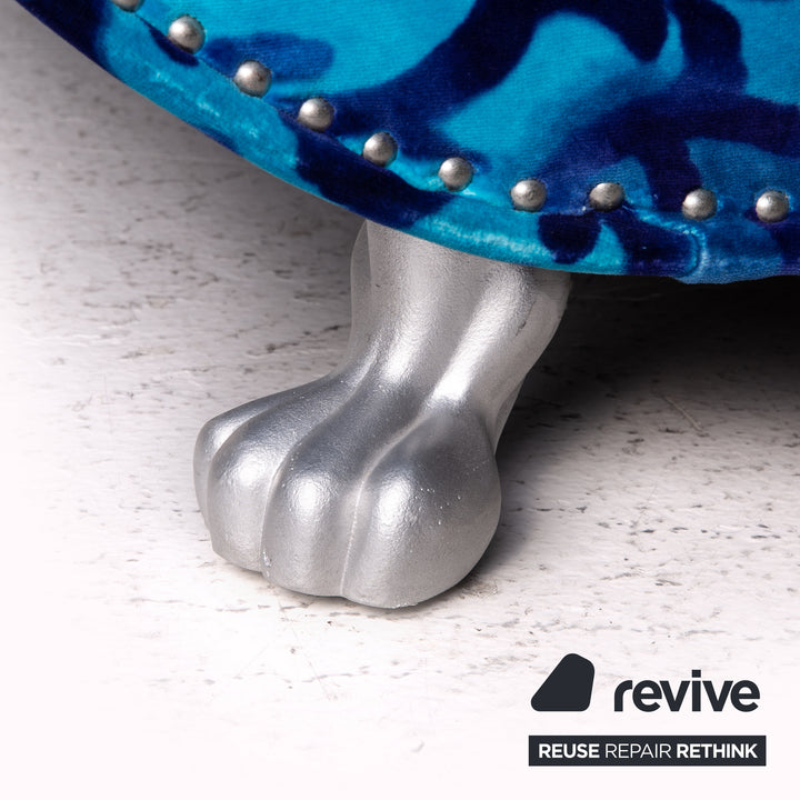 Bretz Gaudi Samt Stoff Sofa Blau Dreisitzer Sofa