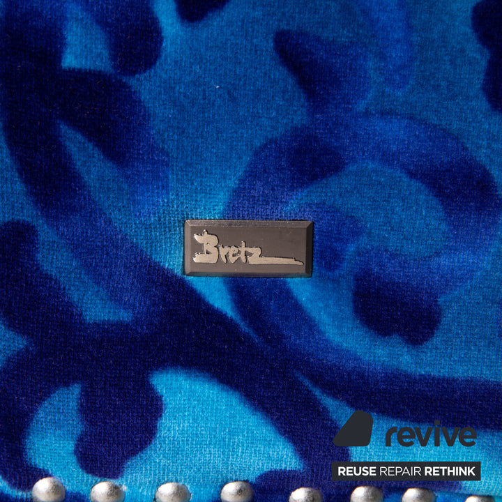 Bretz Gaudi Samt Stoff Sofa Blau Dreisitzer Sofa