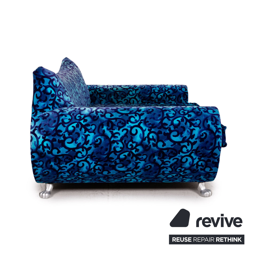 Bretz Gaudi Samt Stoff Sofa Blau Dreisitzer Sofa