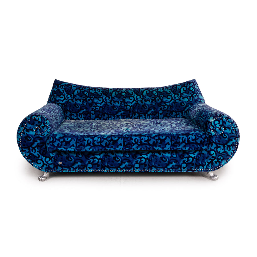 Bretz Gaudi Samt Stoff Sofa Blau Dreisitzer Sofa