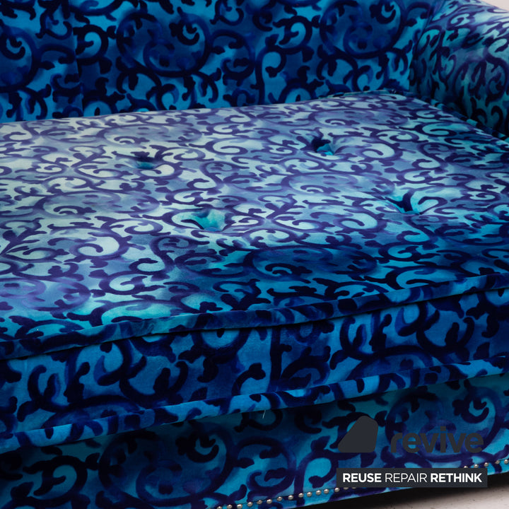 Bretz Gaudi Samt Stoff Sofa Blau Dreisitzer Sofa