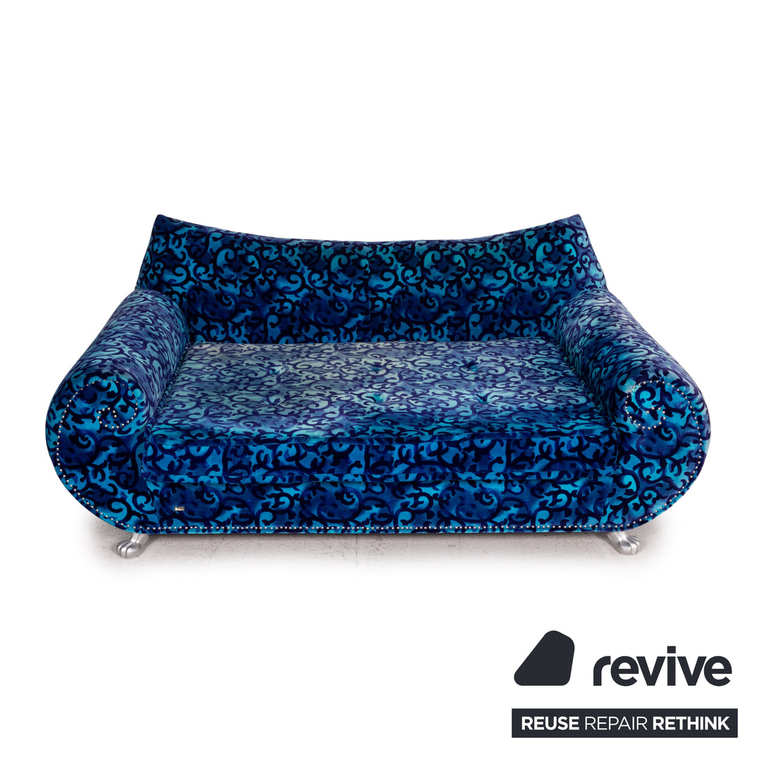 Bretz Gaudi Samt Stoff Sofa Blau Dreisitzer Sofa