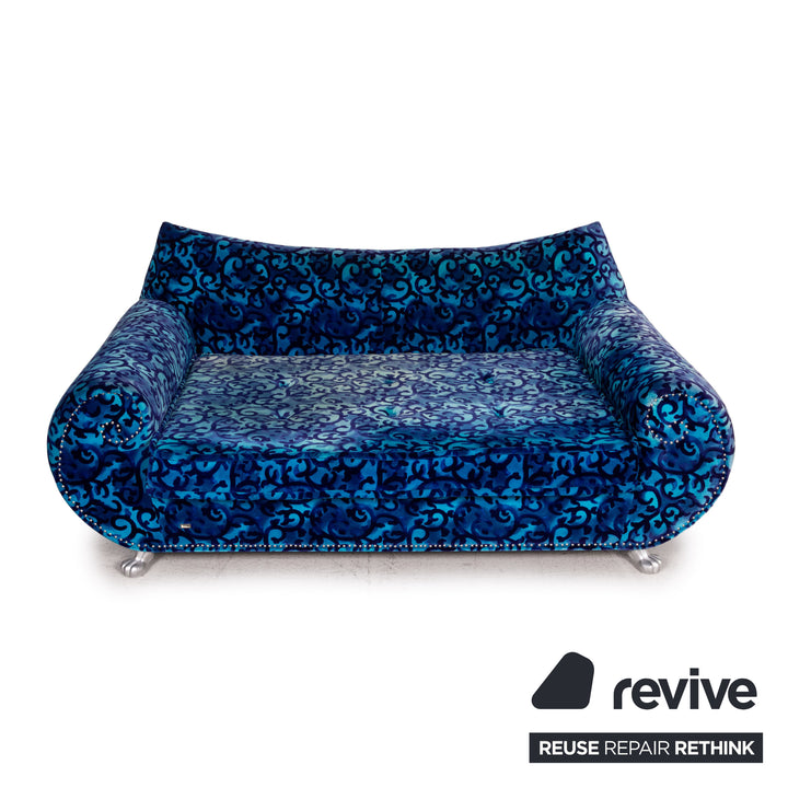 Bretz Gaudi Samt Stoff Sofa Blau Dreisitzer Sofa