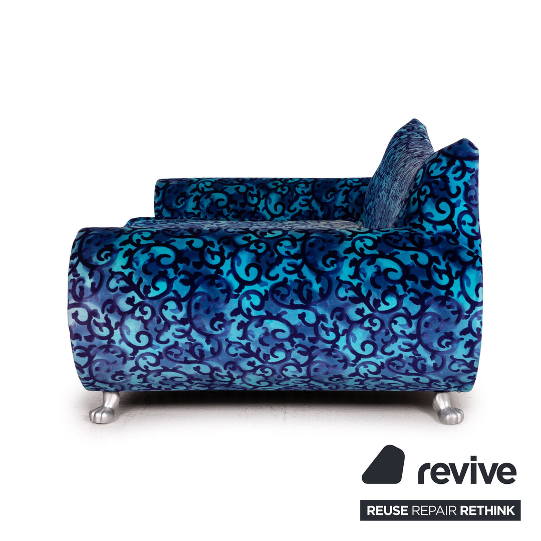 Bretz Gaudi Samt Stoff Sofa Blau Dreisitzer Sofa