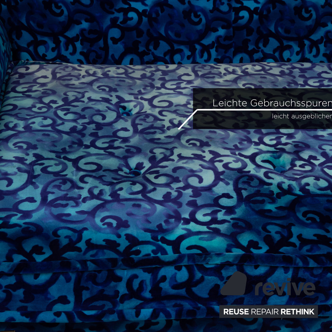 Bretz Gaudi Samt Stoff Sofa Blau Dreisitzer Sofa
