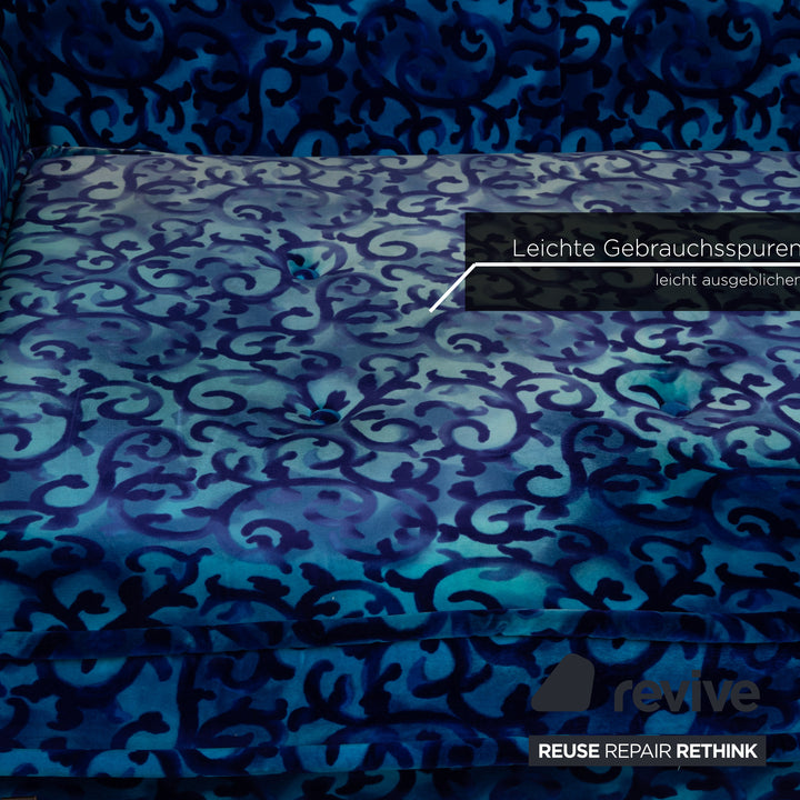 Bretz Gaudi Samt Stoff Sofa Blau Dreisitzer Sofa