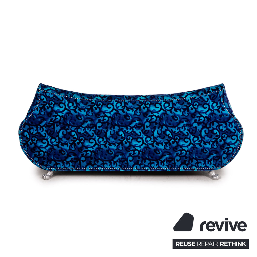 Bretz Gaudi Samt Stoff Sofa Blau Dreisitzer Sofa