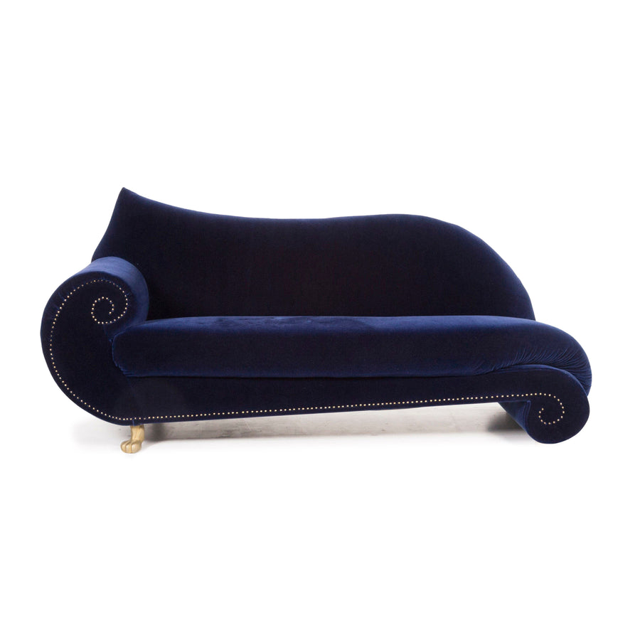 Bretz Gaudi Samt Stoff Sofa Blau Dunkelblau Dreisitzer Couch #12613