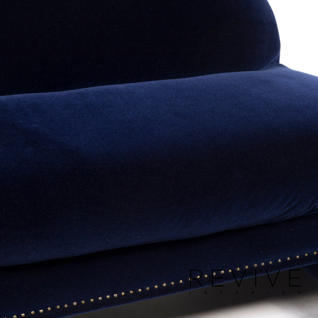 Bretz Gaudi Samt Stoff Sofa Blau Dunkelblau Dreisitzer Couch #12613